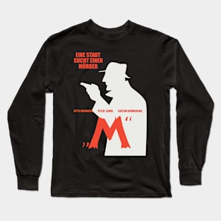 Noir Elegance: M - A City Searches for a Murderer - Peter Lorre Tribute Design Long Sleeve T-Shirt